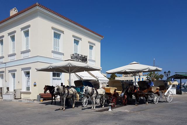 Spetses Island - Traditional one-horse carriages available for hire 